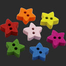 100 Pieces Wooden Star 2 Holes Buttons Embellishments Flatback for Sewing Crafting Scrapbooking DIY 13mm