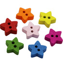 100 Pieces Wooden Star 2 Holes Buttons Embellishments Flatback for Sewing Crafting Scrapbooking DIY 13mm