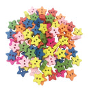 100 Pieces Wooden Star 2 Holes Buttons Embellishments Flatback for Sewing Crafting Scrapbooking DIY 13mm