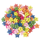 100 Pieces Wooden Star 2 Holes Buttons Embellishments Flatback for Sewing Crafting Scrapbooking DIY 13mm