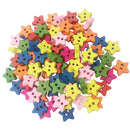 100 Pieces Wooden Star 2 Holes Buttons Embellishments Flatback for Sewing Crafting Scrapbooking DIY 13mm