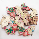50 Pieces 2 Hole Mixed Flower Printed Rabbit Shape Wood Buttons for DIY Sewing Scrapbooking 29x33mm