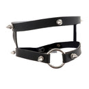 Vintage Punk PU Leather Choker Necklace Goth O-Ring Choker Collar Hoop Chain
