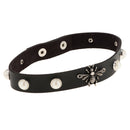 Womens Retro Punk Simple Style Adjustable Leather Choker Collar Buckle Necklace