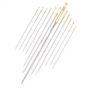 12Pcs Steel Hand Sewing Needles for Embroidery Cross Stitch Gold Eye 5 Sizes