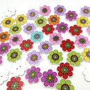50Pcs Assorted SunFlower Wooden Buttons 2 Holes Scrapbooking Embellishments