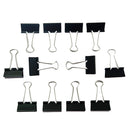 12Pcs Black Metal Binder Clips File Paper Clip Stationary School Supplies