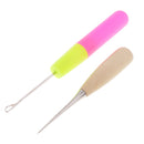 5 Pieces Wood/Plastic Crochet Latch Hooks Lock Needles Awl for Hair/Micro Braid