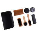 8Pcs Shoe Shine Care Kit Black Polish Brush Set for Boots Shoes Care Portable