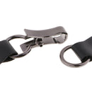 1 Set Black Leather Toggle Buttons Silver Metal Hook Duffle Coat Fastener