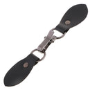 1 Set Black Leather Toggle Buttons Silver Metal Hook Duffle Coat Fastener