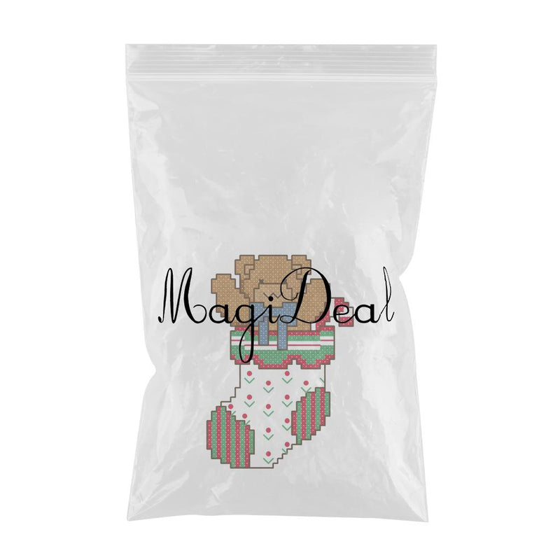 1 Set Stampted Cross Stitch Kit with Printed Sock Bear Patterns for DIY Crafts Supplies