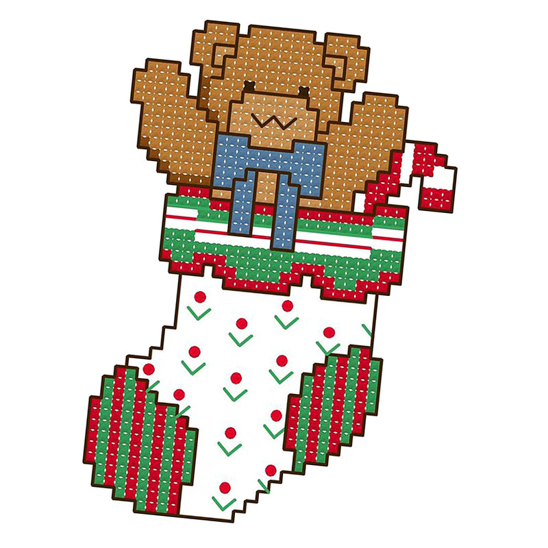 1 Set Stampted Cross Stitch Kit with Printed Sock Bear Patterns for DIY Crafts Supplies