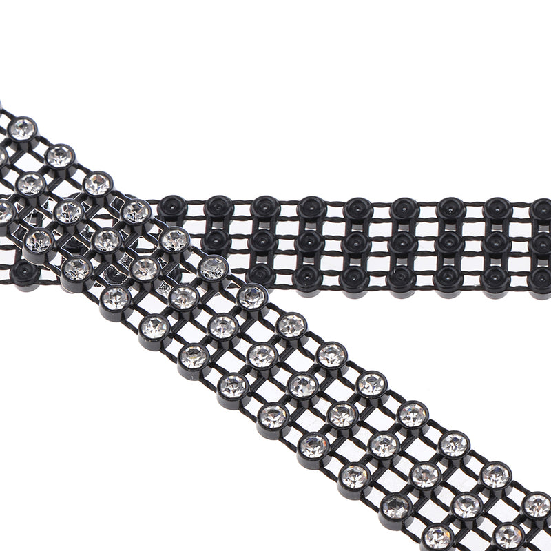 1 Yard 11mm Bling Beaded Rhinestone Chain Ribbon Trim Sewing Decoration Embellishments