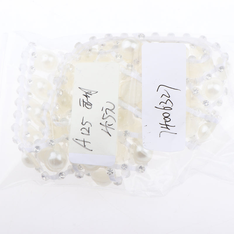 1 Yard Faux White Pearl Trim With Round Diamante Decorative Ribbon for Sewing DIY Crafts