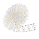 1 Yard Faux White Pearl Trim With Round Diamante Decorative Ribbon for Sewing DIY Crafts
