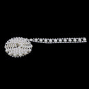 1 Yard Faux White Pearl Trim With Round Diamante Decorative Ribbon for Sewing DIY Crafts