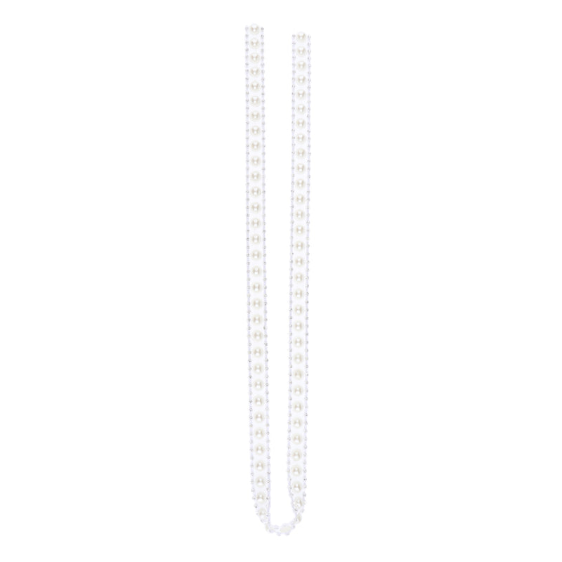 1 Yard Faux White Pearl Trim With Round Diamante Decorative Ribbon for Sewing DIY Crafts