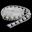 1 Yard Faux White Pearl Trim With Round Diamante Decorative Ribbon for Sewing DIY Crafts