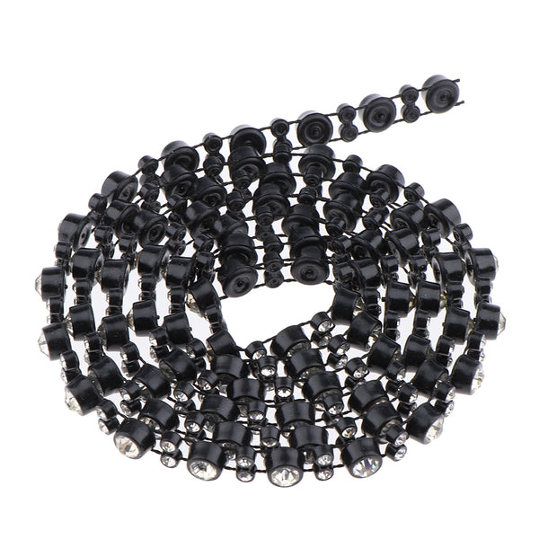 1 Yard 7mm Bling Beaded Rhinestone Chain Ribbon Trim Sewing Decoration Embellishments