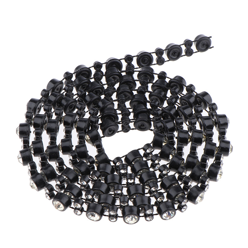 1 Yard 7mm Bling Beaded Rhinestone Chain Ribbon Trim Sewing Decoration Embellishments