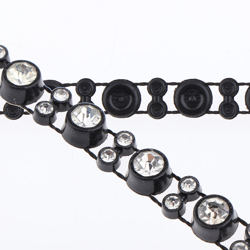 1 Yard 7mm Bling Beaded Rhinestone Chain Ribbon Trim Sewing Decoration Embellishments