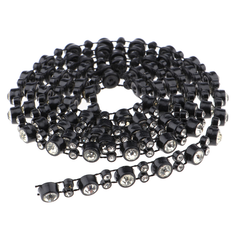 1 Yard 7mm Bling Beaded Rhinestone Chain Ribbon Trim Sewing Decoration Embellishments