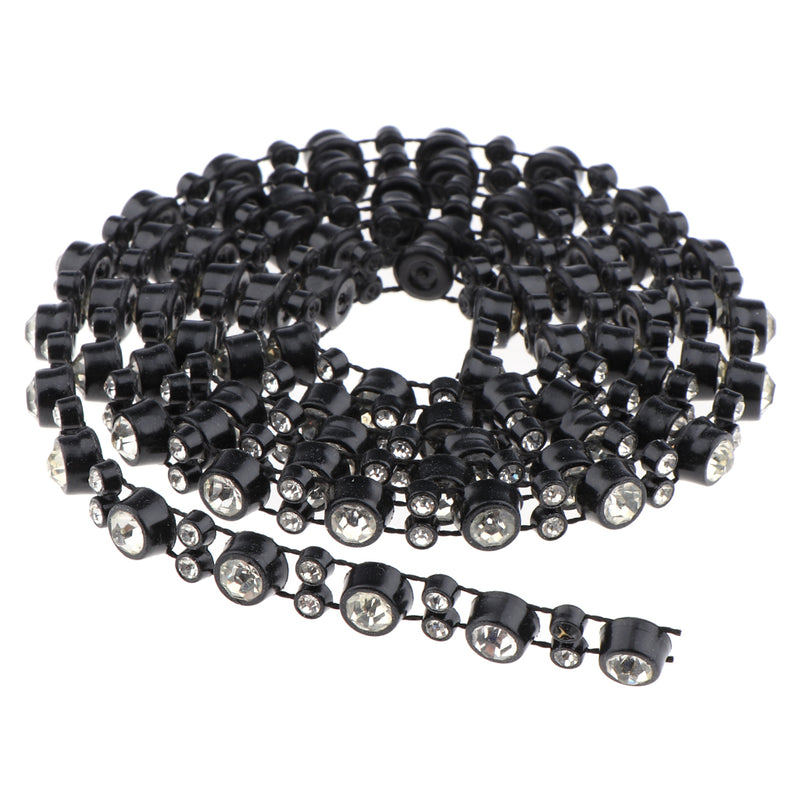 1 Yard 7mm Bling Beaded Rhinestone Chain Ribbon Trim Sewing Decoration Embellishments