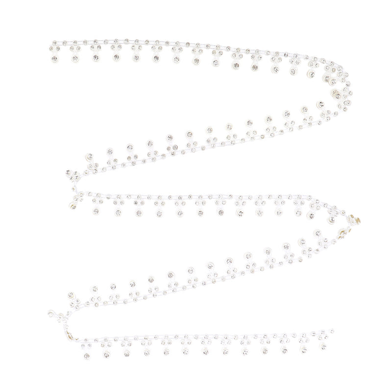 1 Yard Round Diamante Rhinestone Chain Trim Wedding Dress Belt Bridal Bead Applique White 14mm