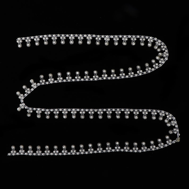 1 Yard Round Diamante Rhinestone Chain Trim Wedding Dress Belt Bridal Bead Applique White 14mm