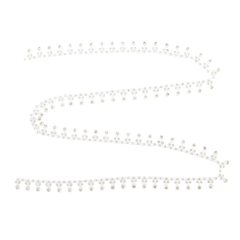 1 Yard Round Diamante Rhinestone Chain Trim Wedding Dress Belt Bridal Bead Applique White 14mm
