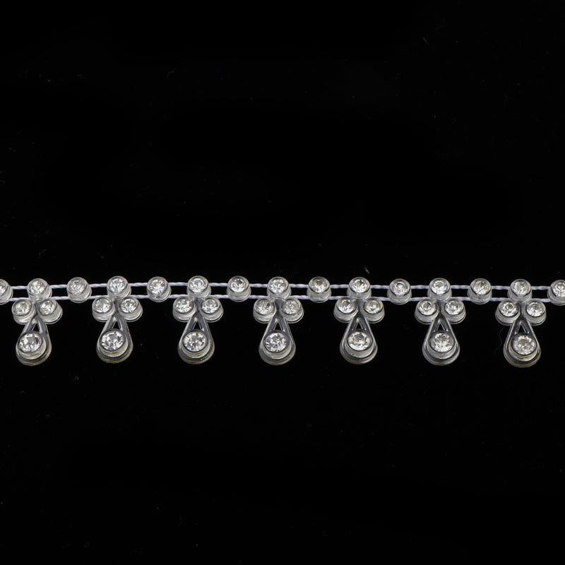 1 Yard Round Diamante Rhinestone Chain Trim Wedding Dress Belt Bridal Bead Applique White 14mm