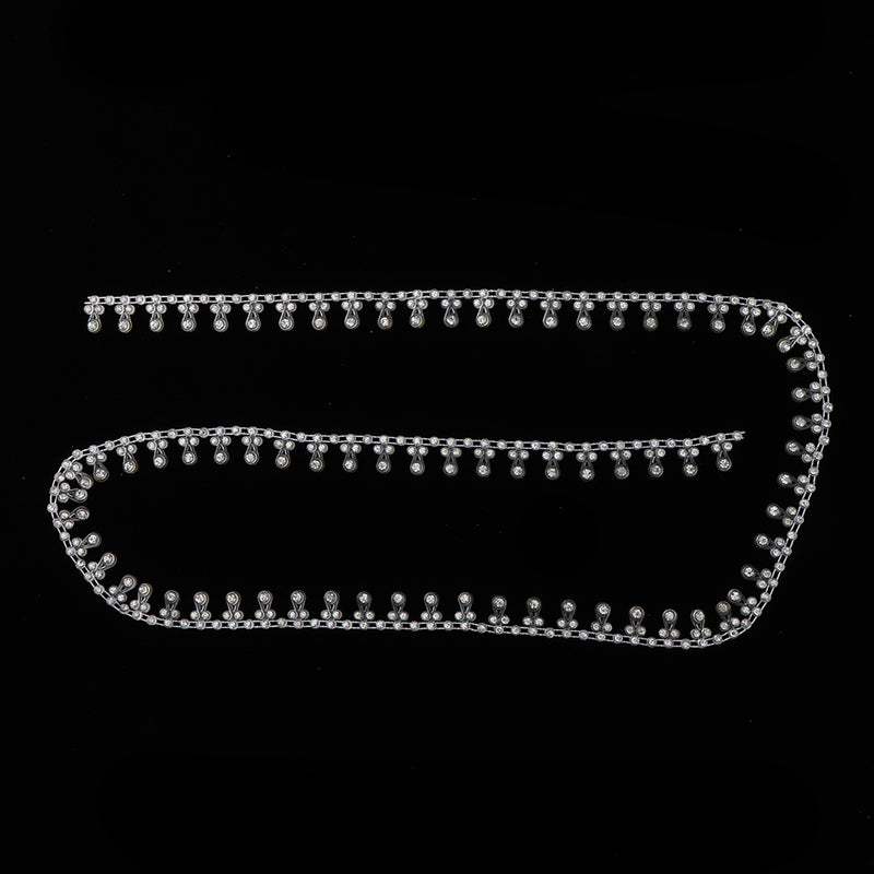 1 Yard Round Diamante Rhinestone Chain Trim Wedding Dress Belt Bridal Bead Applique White 14mm