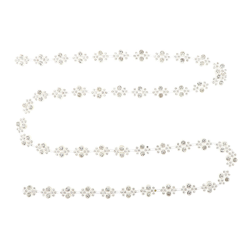 1 Yard Plastic Withe Rhinestone Applique Chain Trim Single Row Round Diamante for Sewing, DIY Crafts