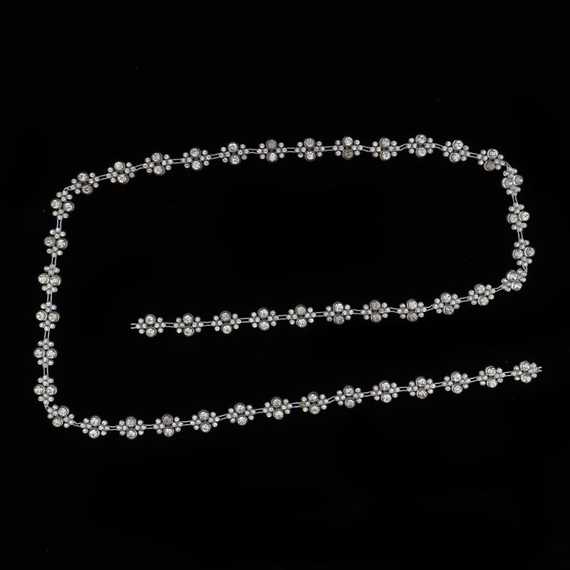 1 Yard Plastic Withe Rhinestone Applique Chain Trim Single Row Round Diamante for Sewing, DIY Crafts