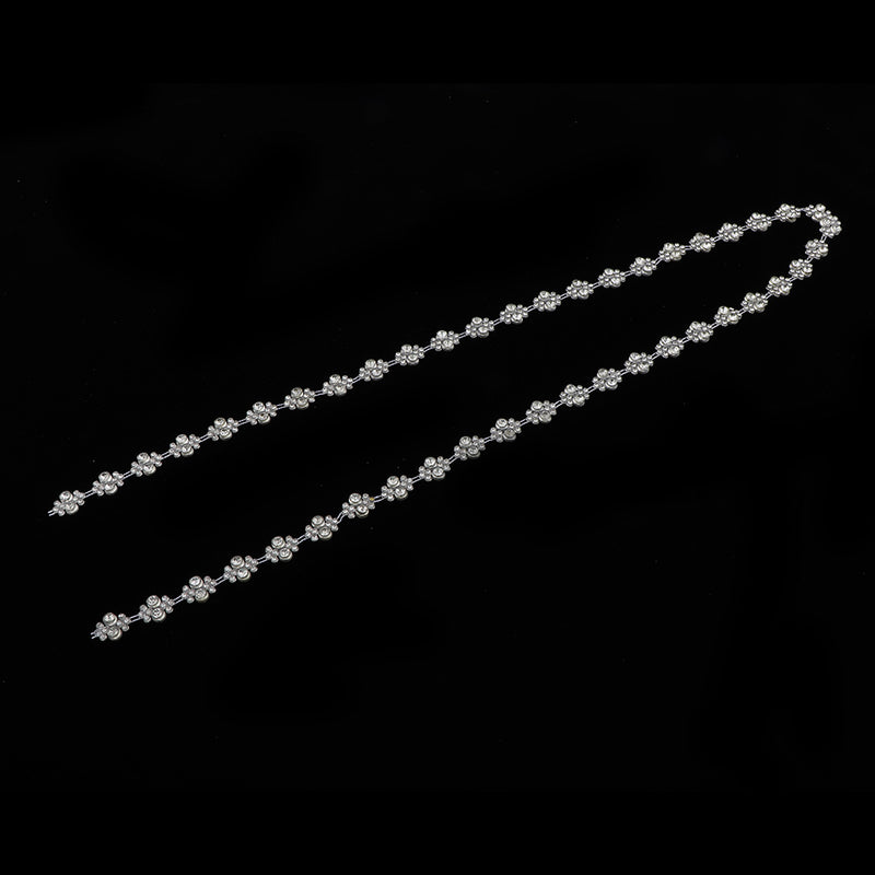 1 Yard Plastic Withe Rhinestone Applique Chain Trim Single Row Round Diamante for Sewing, DIY Crafts
