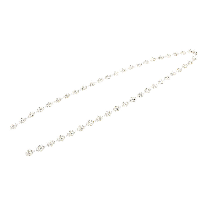 1 Yard Plastic Withe Rhinestone Applique Chain Trim Single Row Round Diamante for Sewing, DIY Crafts