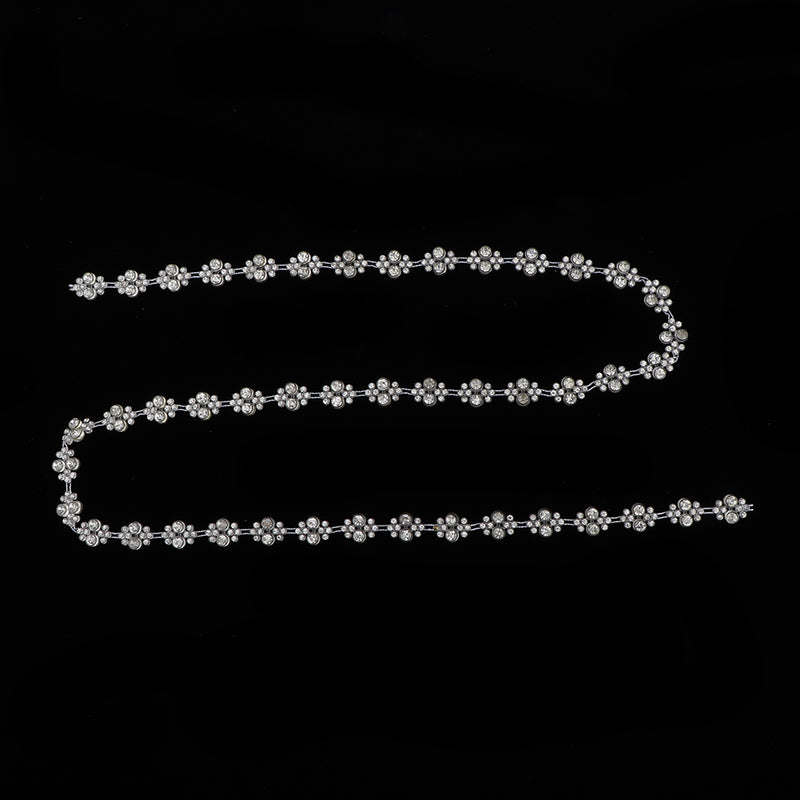 1 Yard Plastic Withe Rhinestone Applique Chain Trim Single Row Round Diamante for Sewing, DIY Crafts