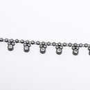 Round Diamande Rhinestone Chain Wedding Trim for Clothes Bags Sewing Crafts 1 Yard, Black