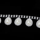 1 Yard Waterdrop Rhinestone Chain Crystal Trim Ribbon DIY Wedding Dress Decor