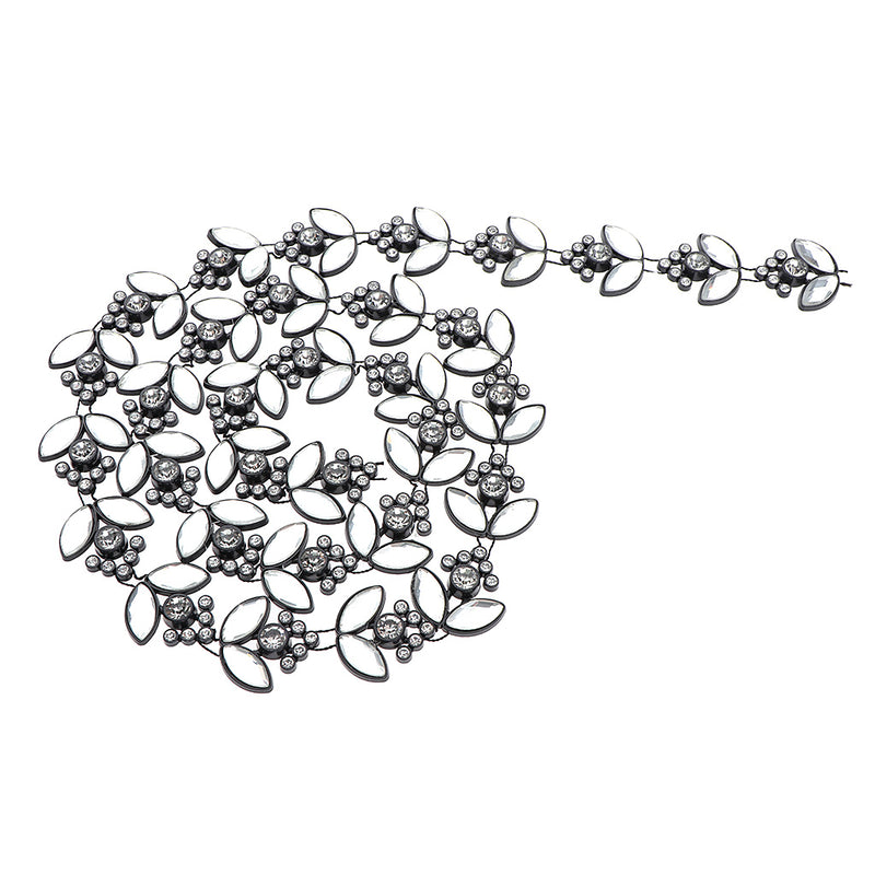 1 Yard Flower Leaf Rhinestone Applique Trim 1 Yard for Wedding Party Home Decor