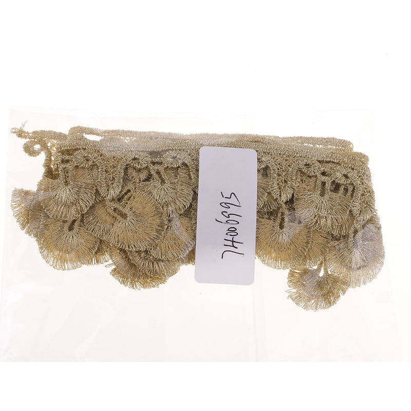 1 Yard Golden Fan-Shaped Lace Trims Embroidered Applique For Dress Bag Clothing Cushion Curtain Decor