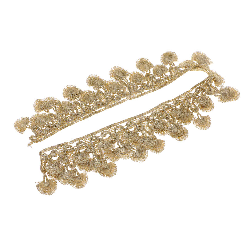 1 Yard Golden Fan-Shaped Lace Trims Embroidered Applique For Dress Bag Clothing Cushion Curtain Decor