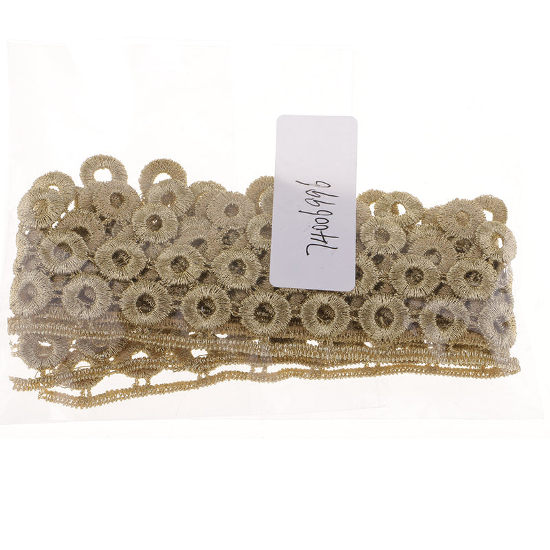 1 Yard 39mm Embroidered Golden Metallic Trimming Applique Lace Ribbon Trims