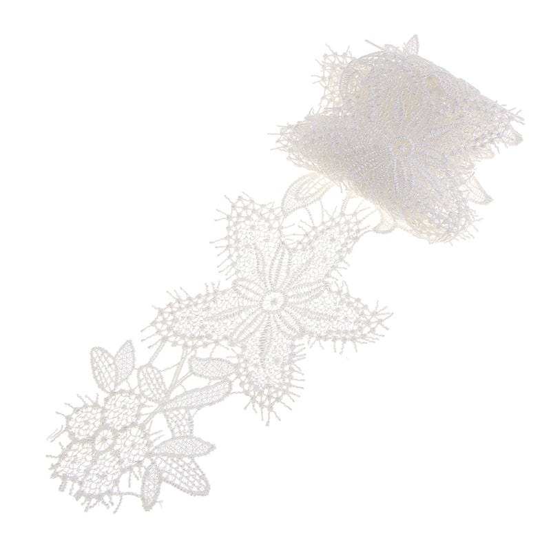 1 Yard Flower Applique Embroidered Lace Trim Ribbon Dress DIY Sewing Craft