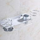 KCASA BR-32 Bathroom Wall Mount Hanging Storage Rack with Hair Towel Holder and Toothbrush Shelves
