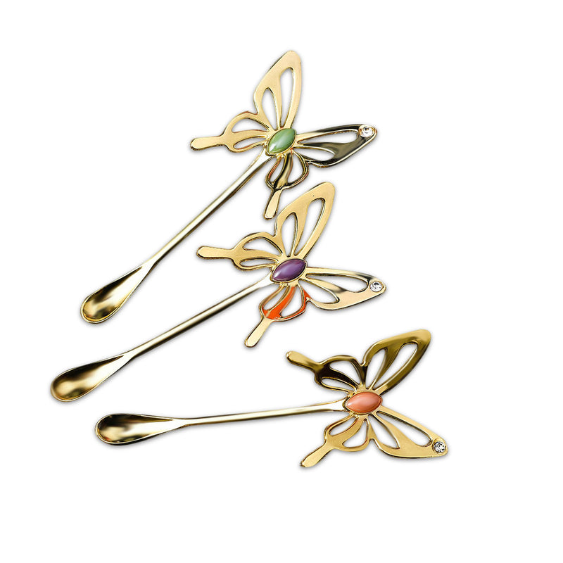 KCASA Tea Spoon Three-dimensional Butterfly Creative Design Elegant Aluminum Alloy Coffee Tea Spoon