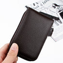 IPRee RFID Card Holder Zipper Leather Wallet Travel Portable ID Credit Card Storage Bag