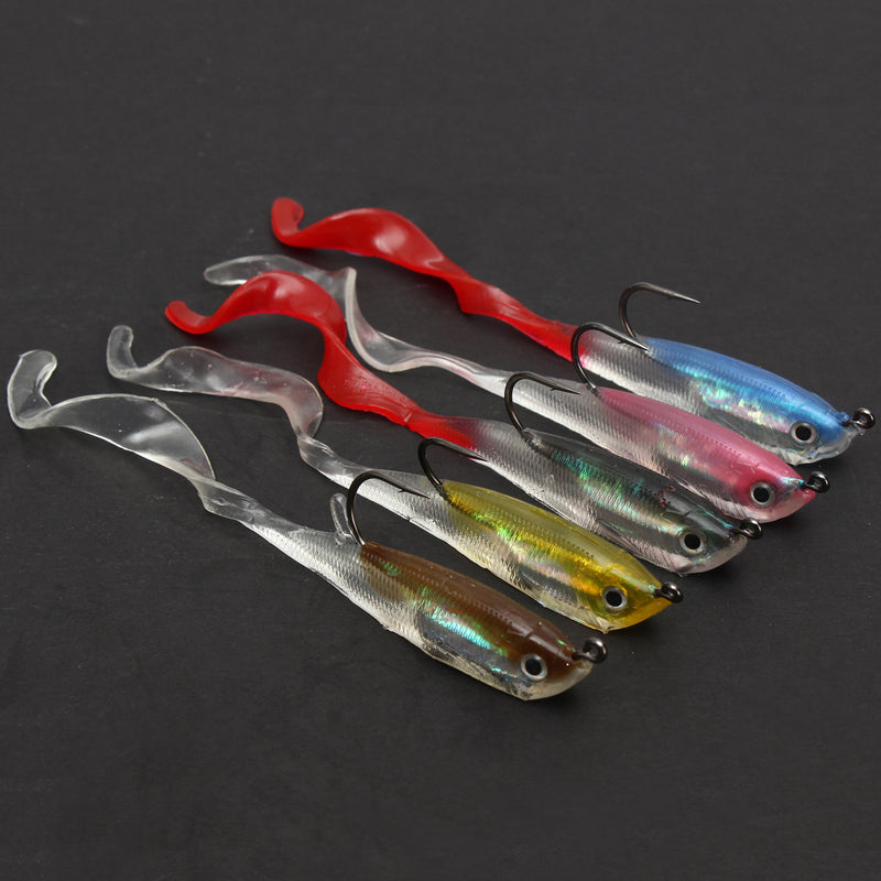 ZANLURE 5pcs Jigging Lead Soft Fishing Lures Minnow Bait Tackle Mixed Colors Single Hook