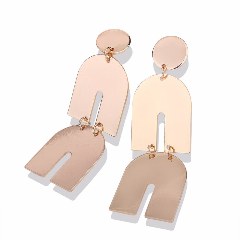 Fashion Zinc Alloy Irregular Ear Stud Glossy Metal Exaggerated Earrings for Women